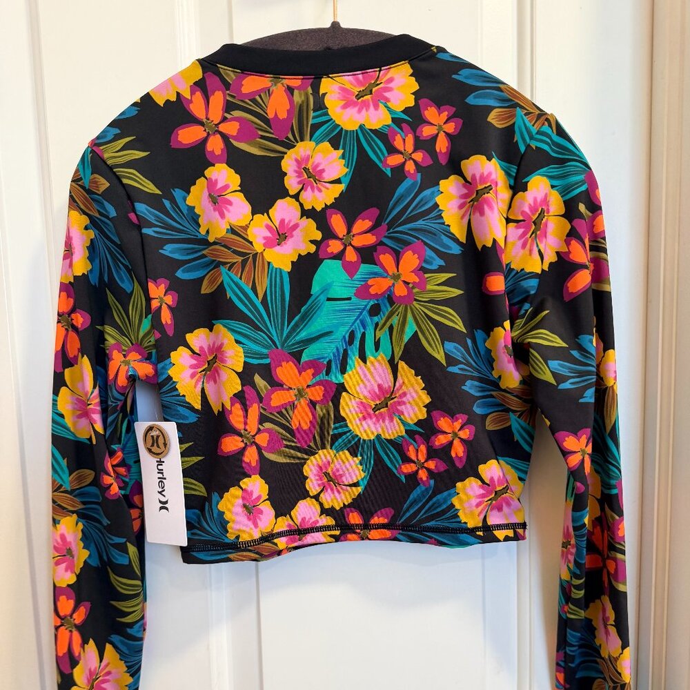 Hurley Floral Cropped Rash Guard UPF 50+ Size M NWT - Picture 4 of 11